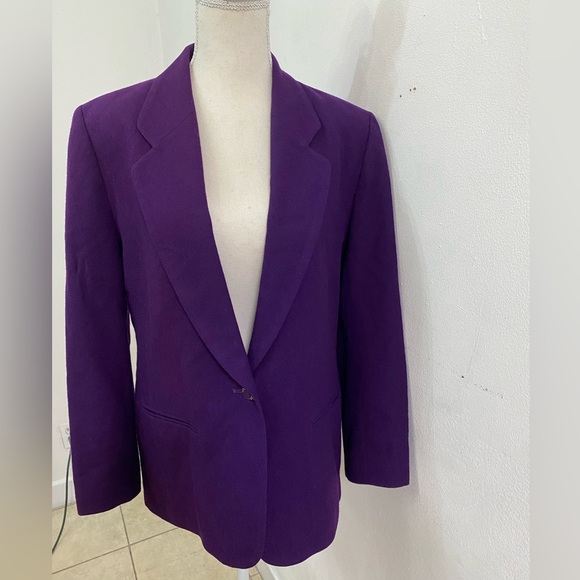 Vintage Pendleton 100% virgin wool Vibrant Purple Women's winter Blazer size 10 - Picture 4 of 12